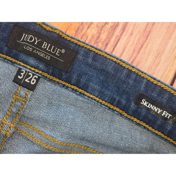 Judy Blue Distressed Skinny Fit Jeans 3/26 (28 x 28.5) - Leopard Print Patches - Picture 7 of 11